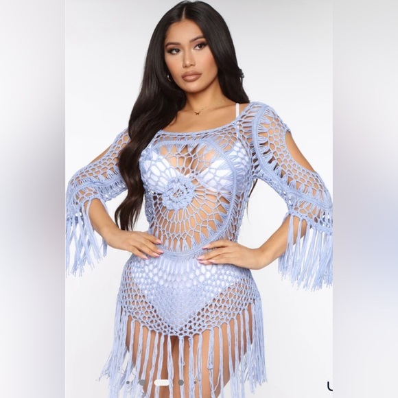 None Other - Crochet Swim Cover-Up in Light Blue